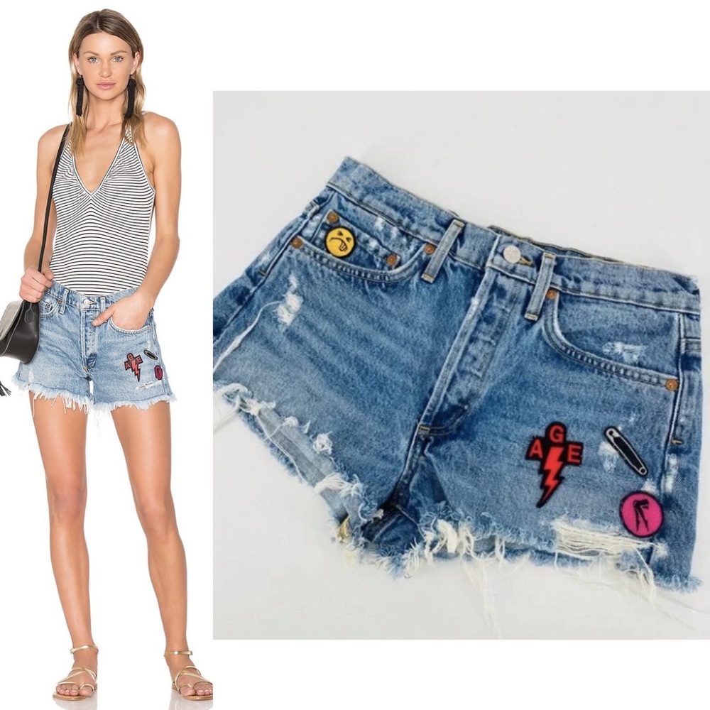 Agolde Parker Vintage Cut off Short Patch Swapmeet Revolve Jean Shorts